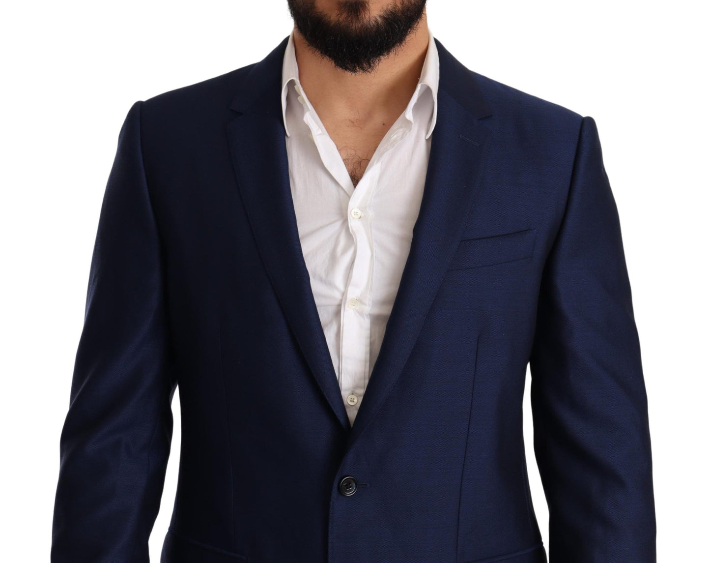 Dolce &amp; Gabbana Blue Wool Slim Fit Mantel MARTINI Blazer