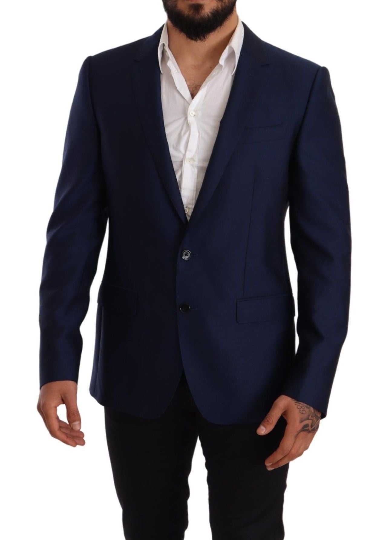 Dolce &amp; Gabbana Blue Wool Slim Fit Mantel MARTINI Blazer