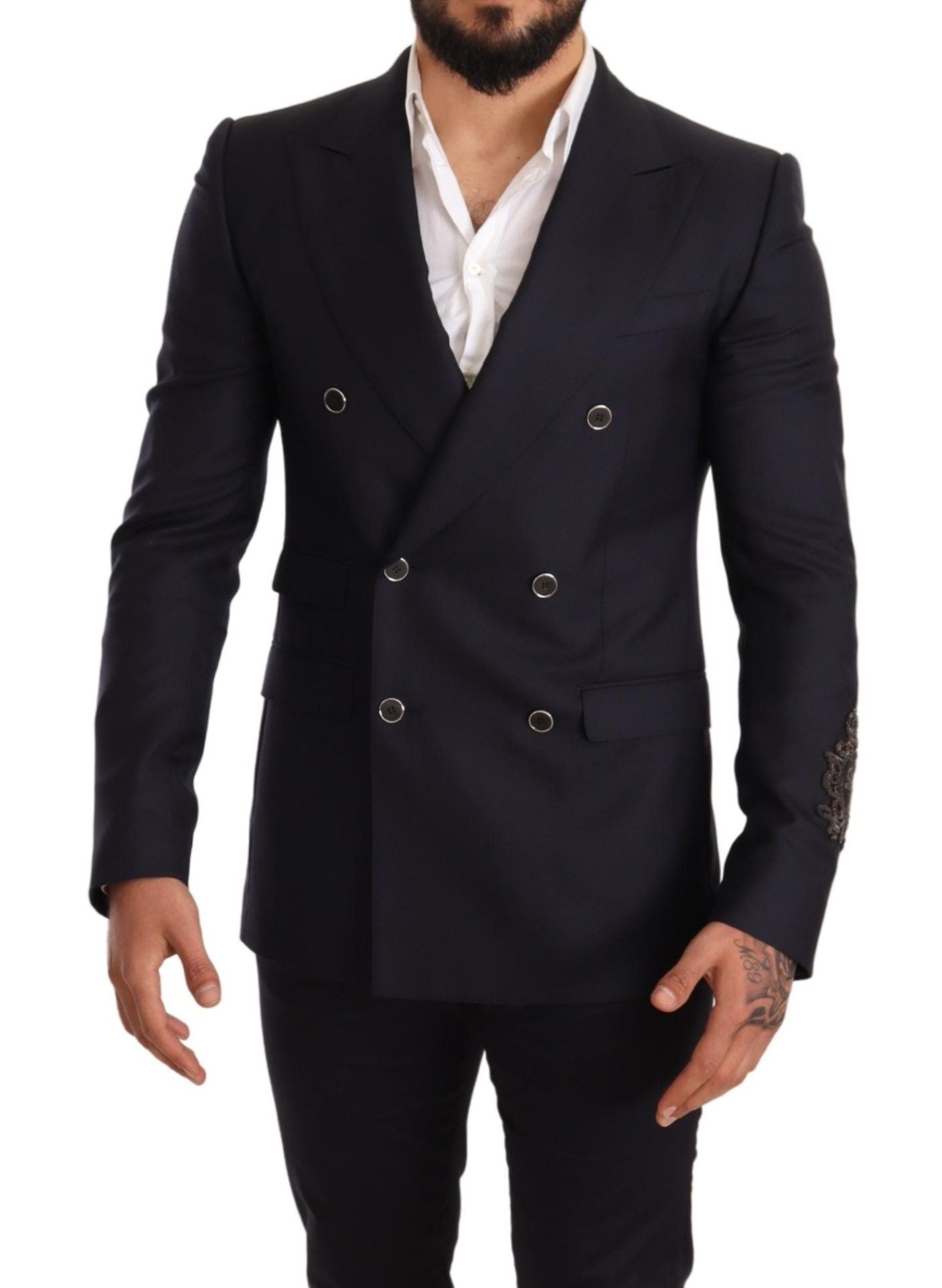 Dolce &amp; Gabbana Blue Cashmere Silk Slim Fit SICILIA Blazer