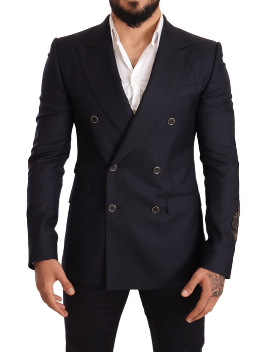 Dolce &amp; Gabbana Blue Cashmere Silk Slim Fit SICILIA Blazer