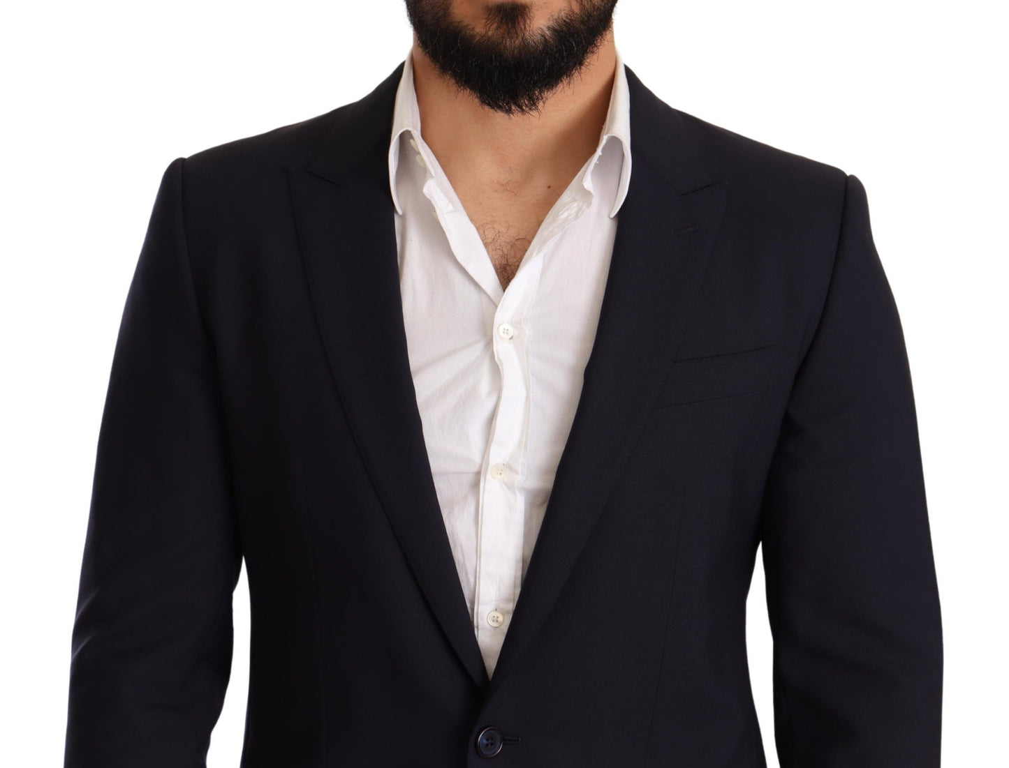 Dolce &amp; Gabbana Navy Blue Wool Slim Fit MARTINI Blazer