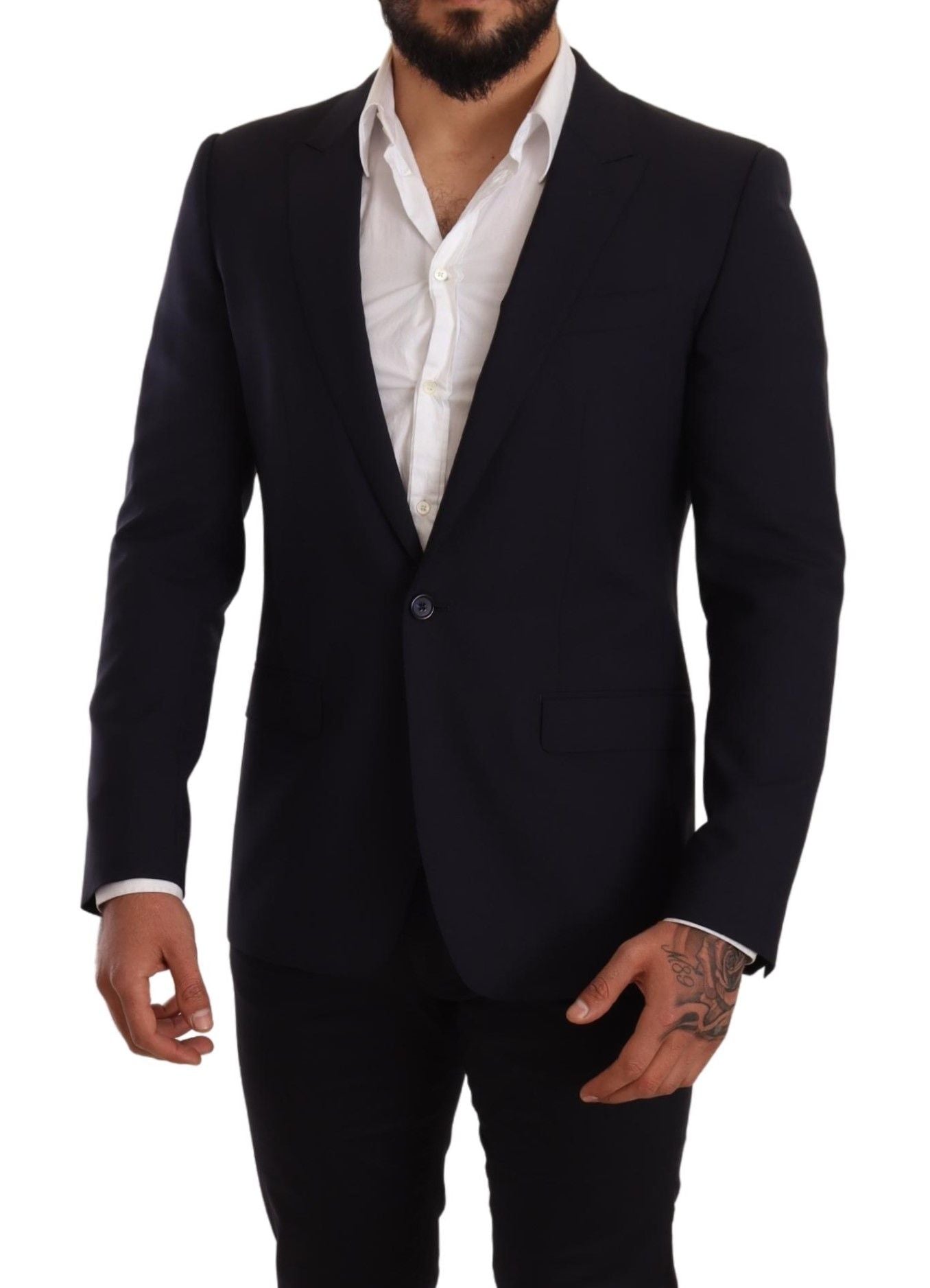 Dolce &amp; Gabbana Navy Blue Wool Slim Fit MARTINI Blazer