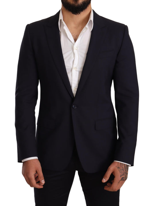 Dolce &amp; Gabbana Marineblauer Slim-Fit-MARTINI-Blazer aus Wolle