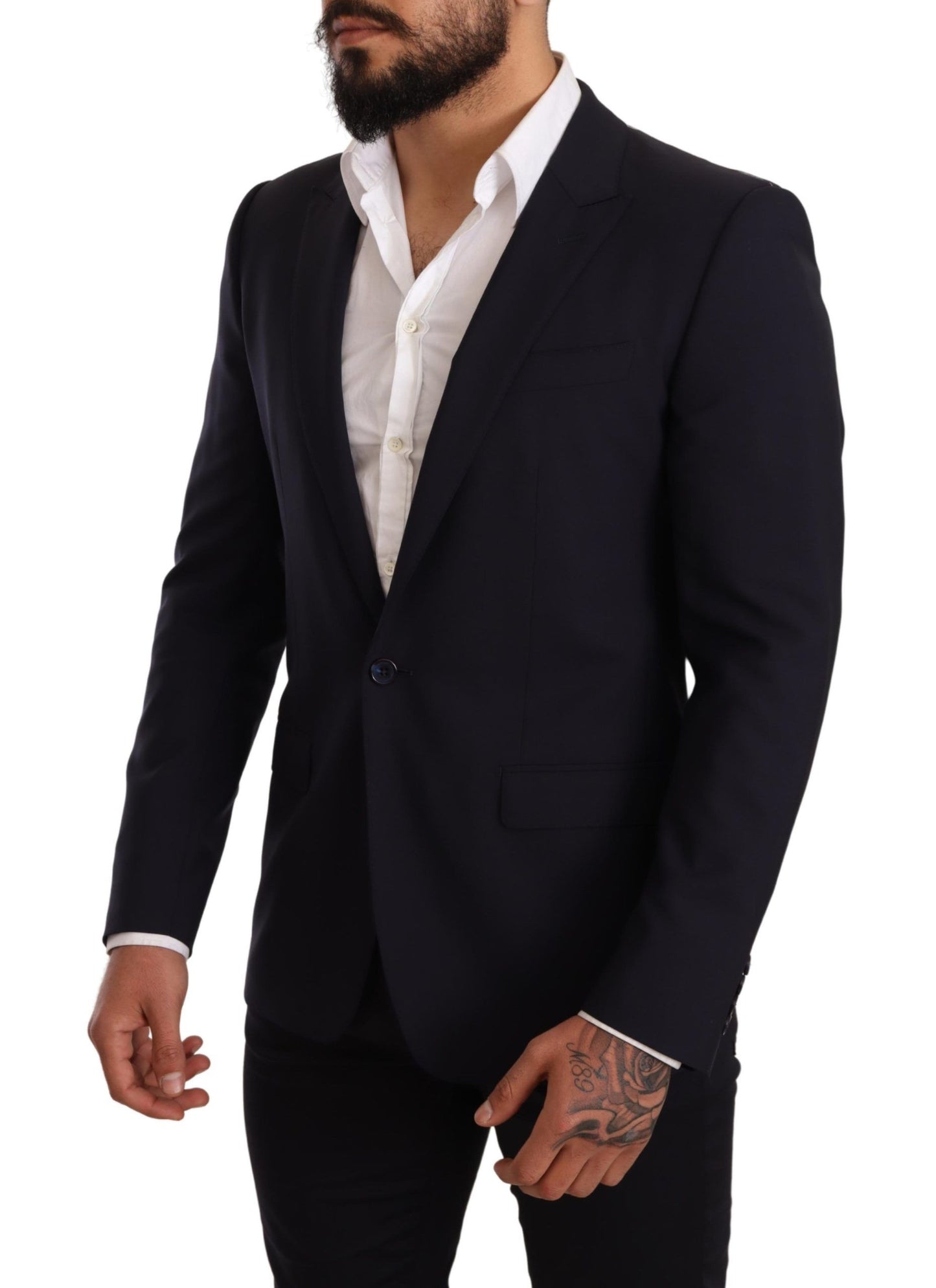 Dolce &amp; Gabbana Navy Blue Wool Slim Fit MARTINI Blazer