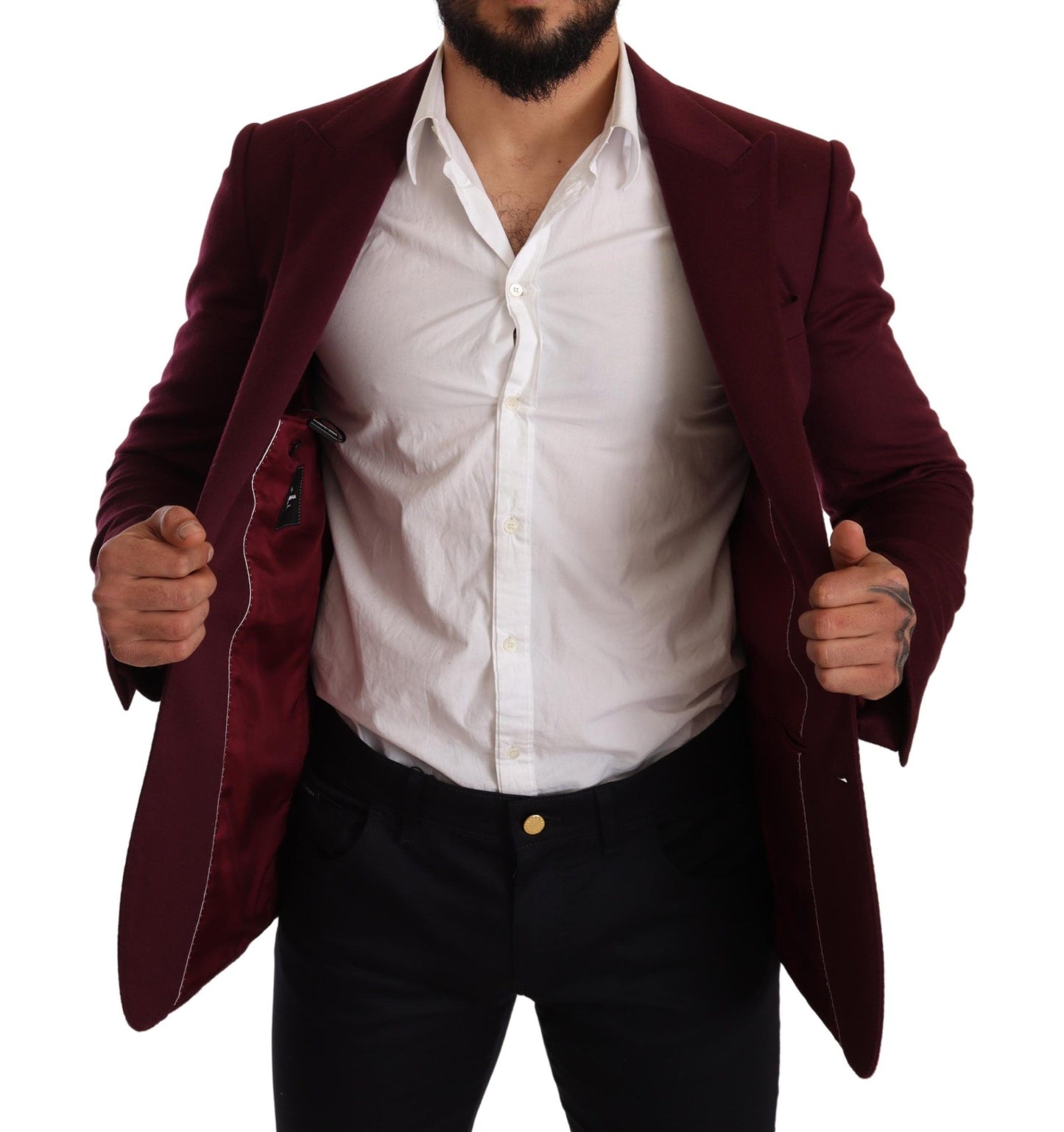 Dolce &amp; Gabbana Kastanienbrauner Slim-Fit-Manteljacken-Blazer aus Kaschmir