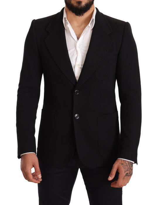 Dolce &amp; Gabbana Schwarzer Slim-Fit-Mantel-Jacken-Blazer aus Baumwolle