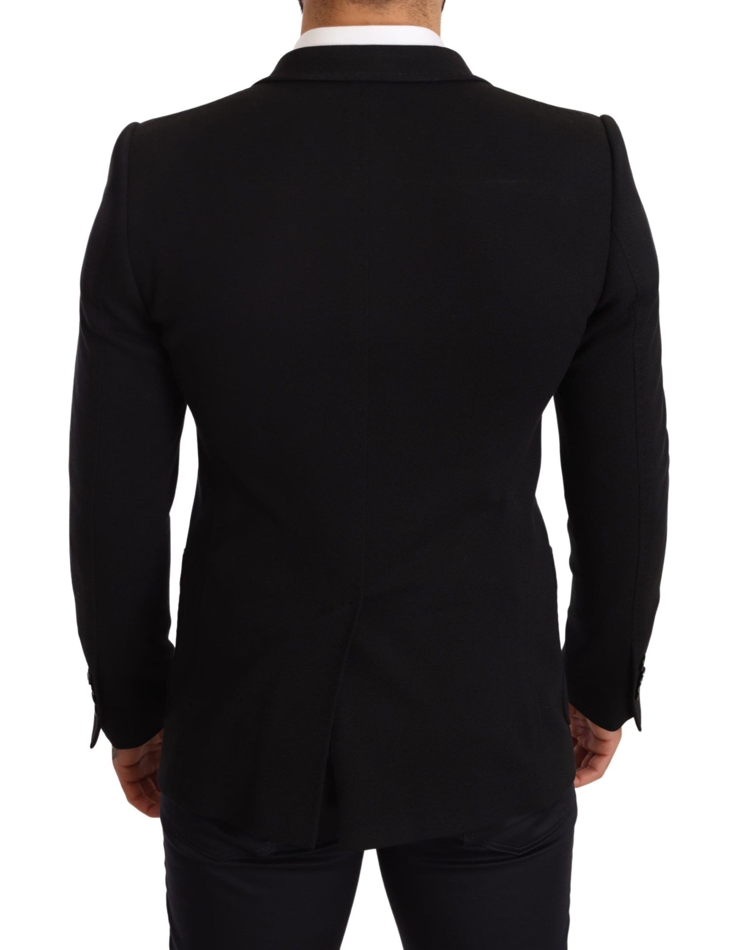 Dolce &amp; Gabbana Schwarzer Slim-Fit-Mantel-Jacken-Blazer aus Baumwolle