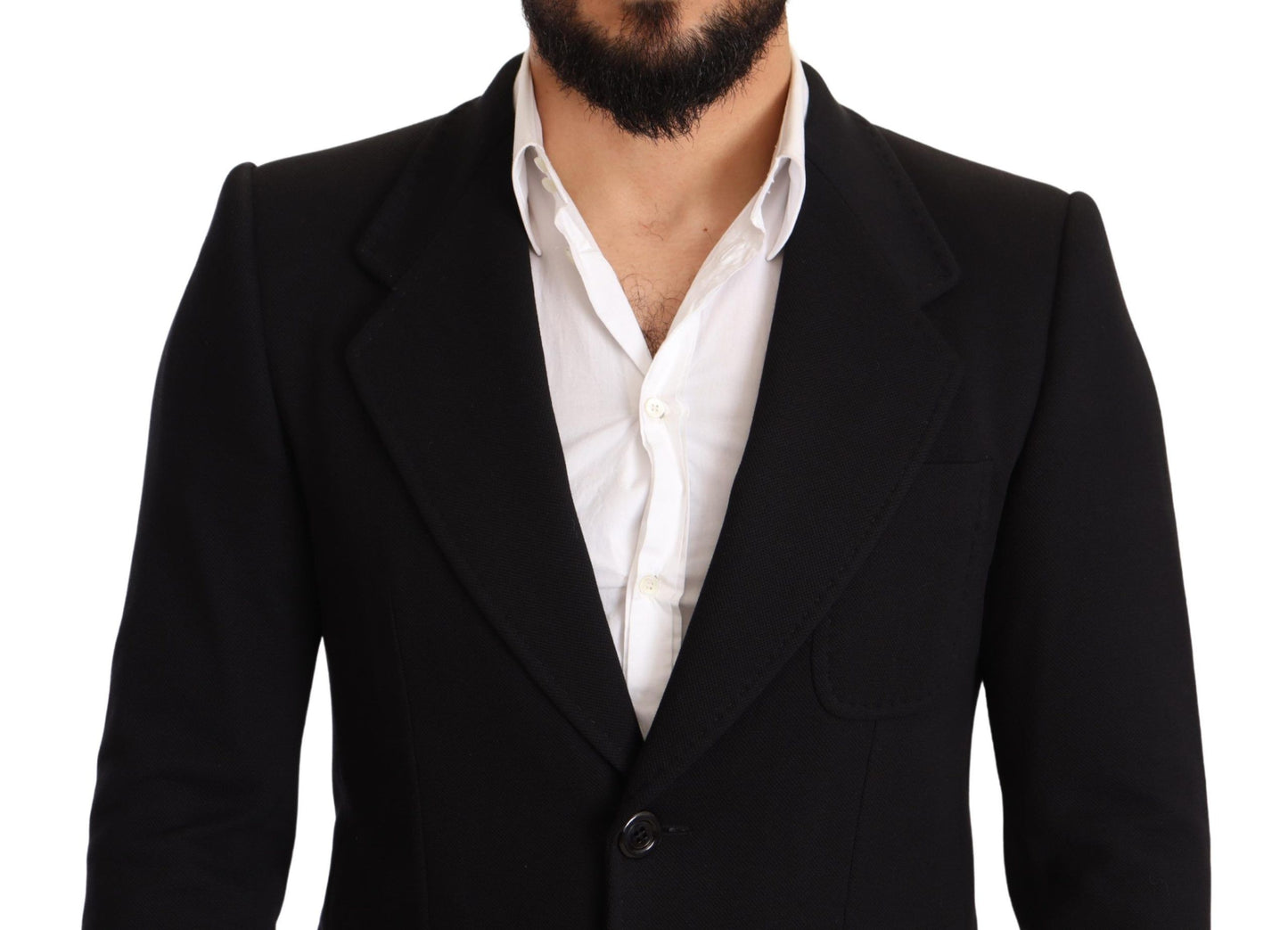 Dolce &amp; Gabbana Black Cotton Slim Fit Coat Jacket Blazer