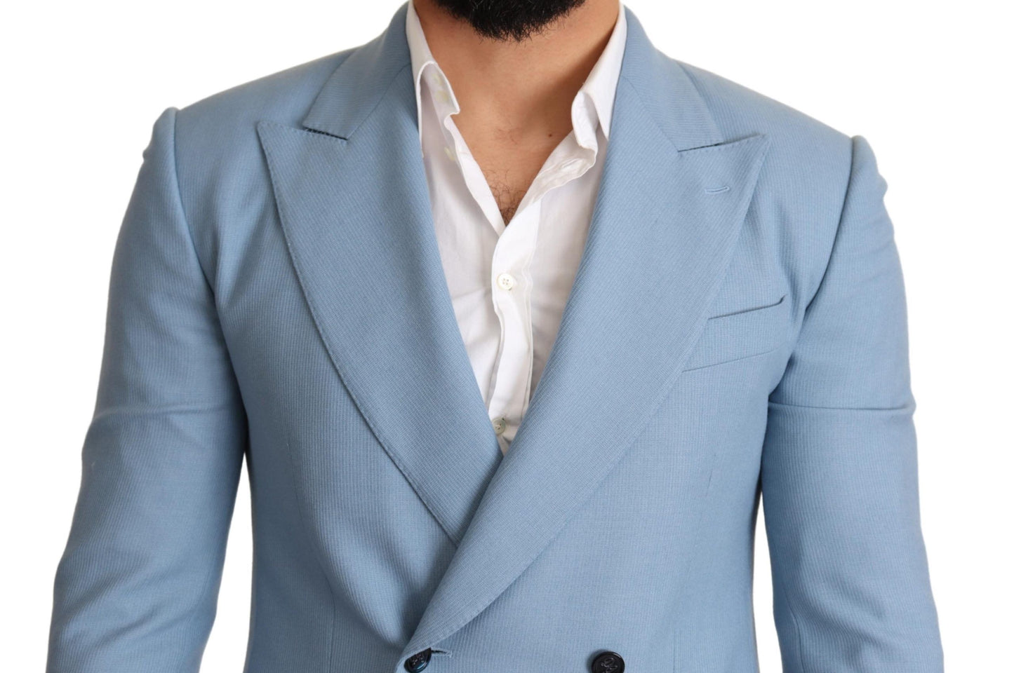 Dolce &amp; Gabbana Blue Cashmere Silk Slim Fit Blazer Jacket