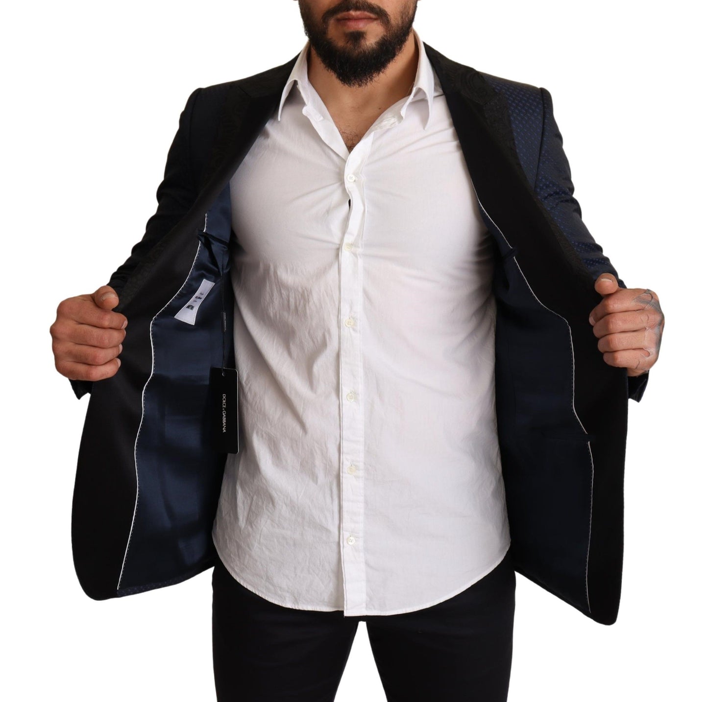 Dolce &amp; Gabbana Slim Fit MARTINI Blazerjacke aus blauer Wolle