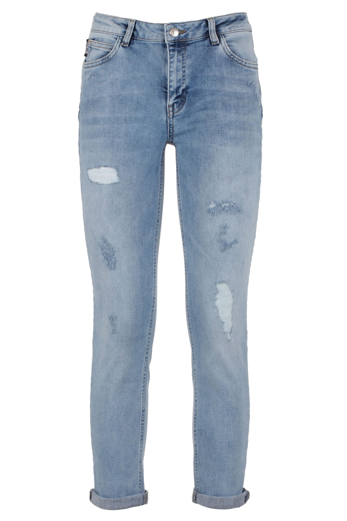 Unvollkommene Jeans und Hose aus blauer Baumwolle