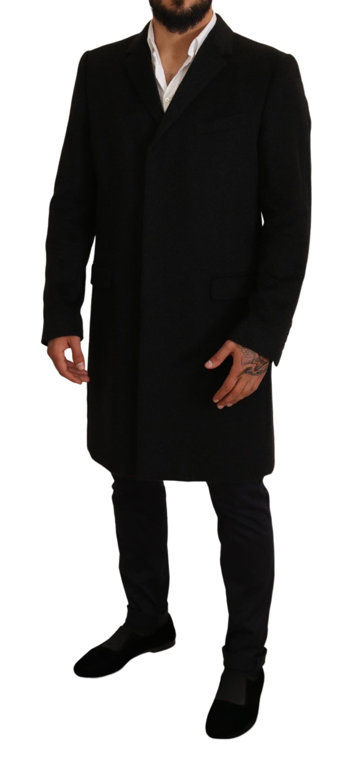 Dolce & Gabbana Elegant Gray Long Overcoat in Pure Cashmere