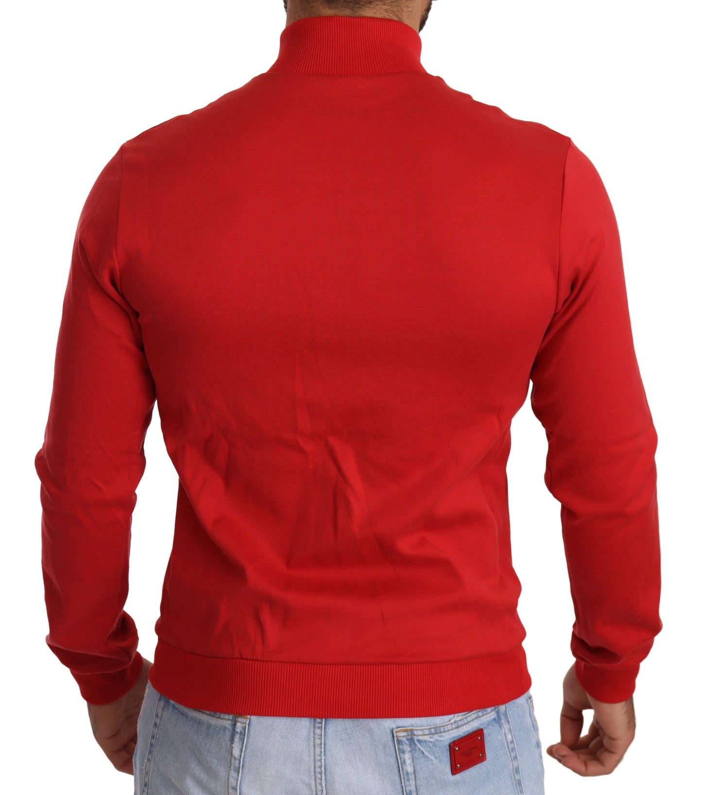 Dolce &amp; Gabbana Red DG Motor Club Zipper Stretch Sweater