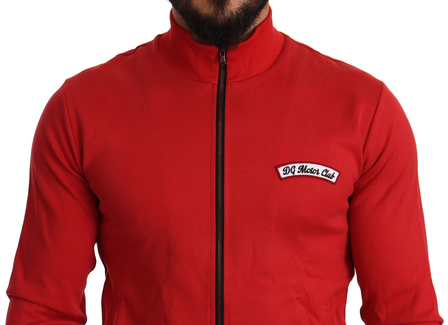 Dolce &amp; Gabbana Red DG Motor Club Zipper Stretch Sweater