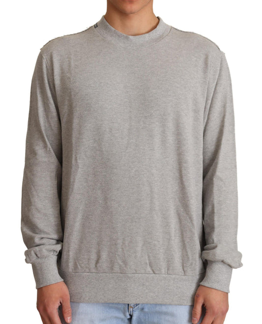 Dolce &amp; Gabbana Grey Cotton Crewneck Pullover Sweater