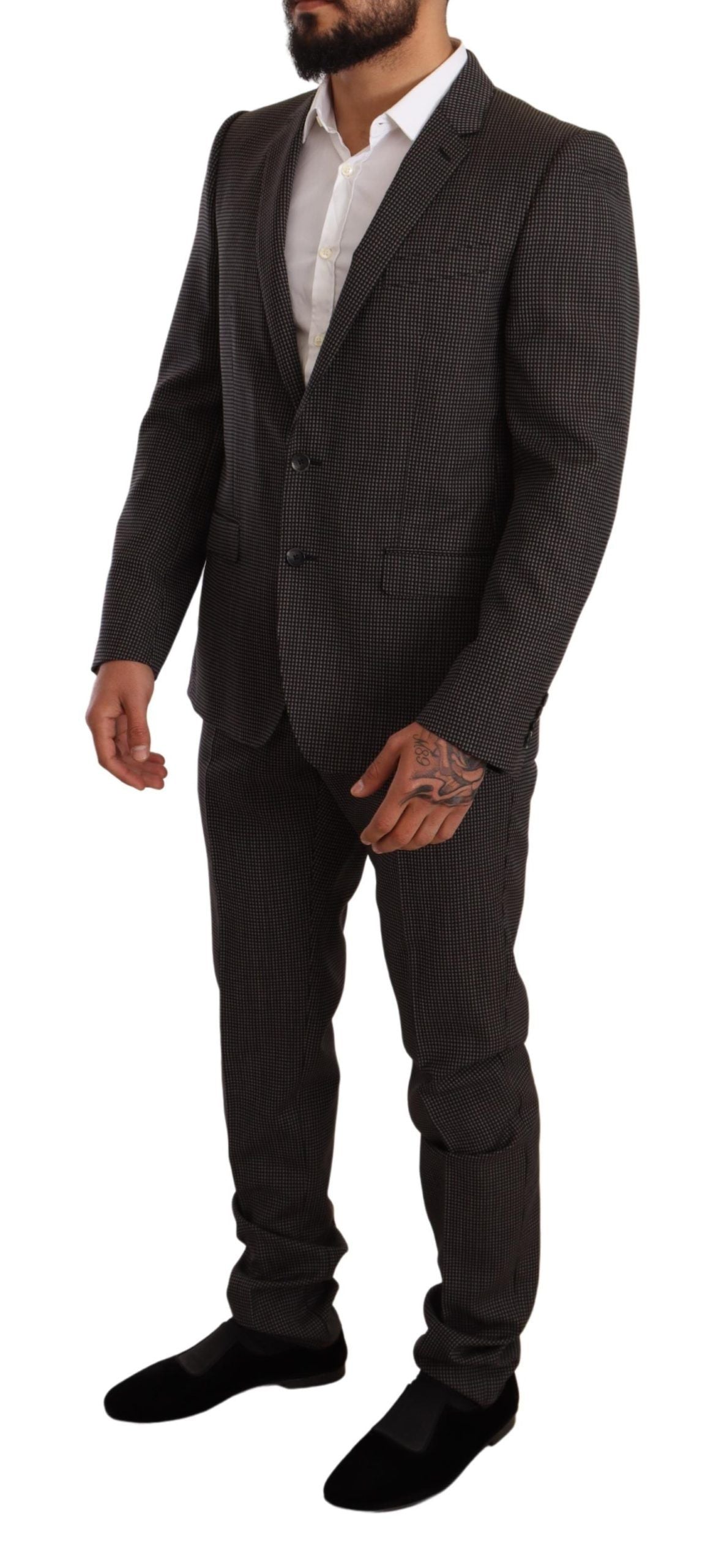 Dolce &amp; Gabbana Black Fantasy Pattern Wool MARTINI suit