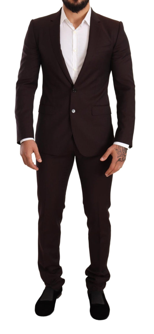 Dolce &amp; Gabbana Bordeaux Wool MARTINI Slim Fit Suit