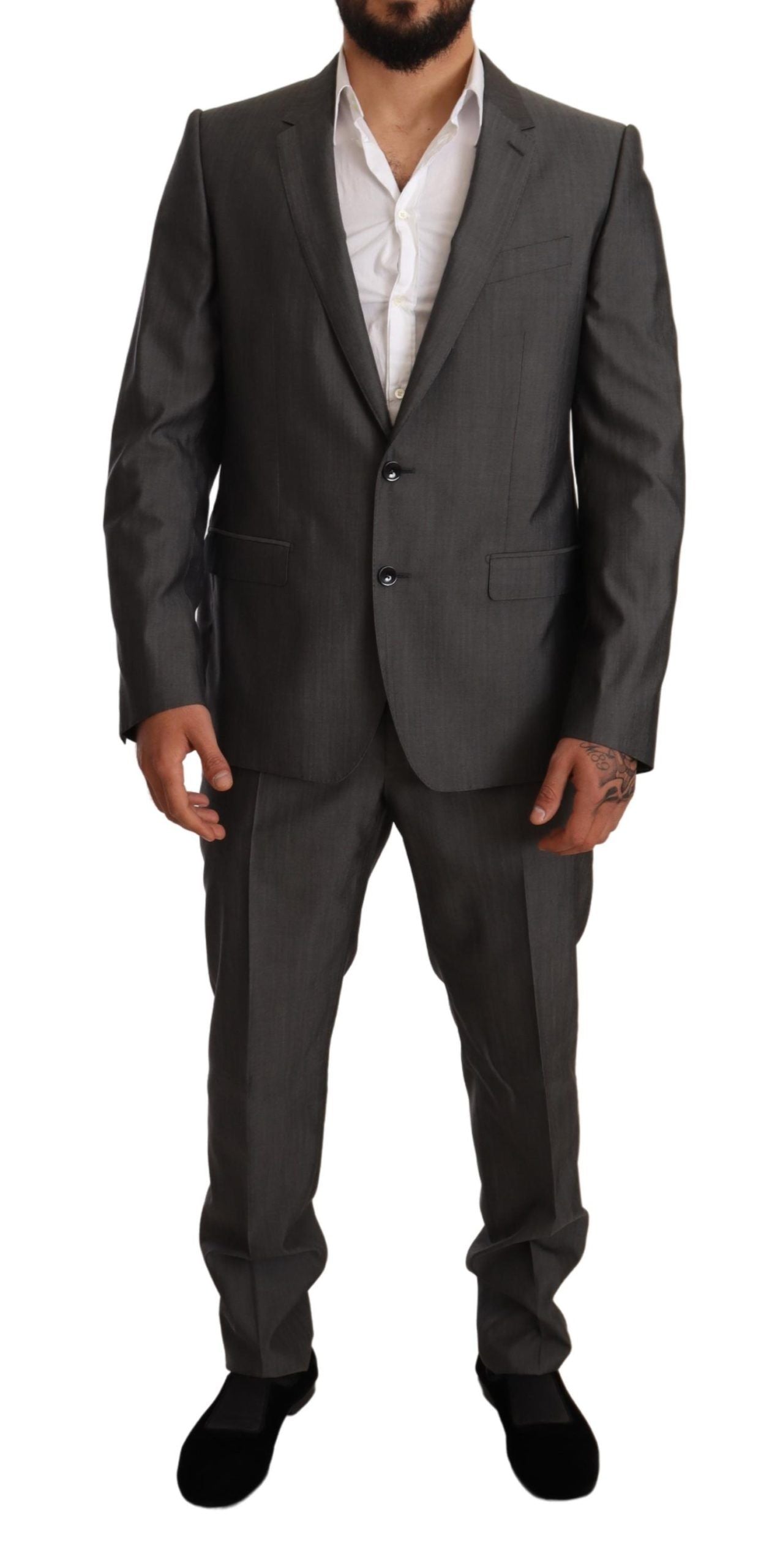 Dolce &amp; Gabbana Grey Metallic MARTINI Slim Fit Set Suit