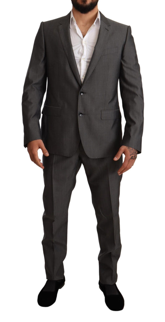 Dolce &amp; Gabbana Grey Metallic MARTINI Slim Fit Set Suit