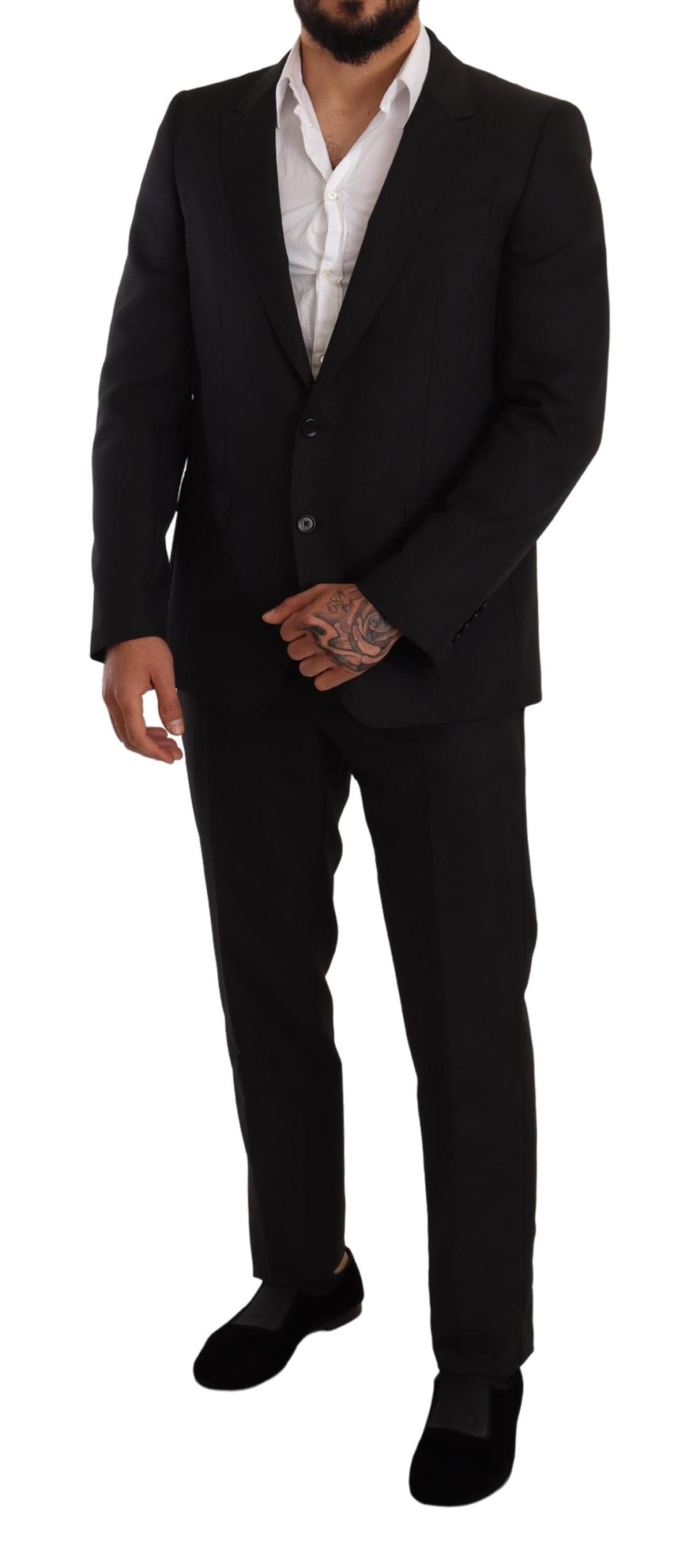 Dolce &amp; Gabbana Black Fantasy Slim Fit Wool MARTINI Suit