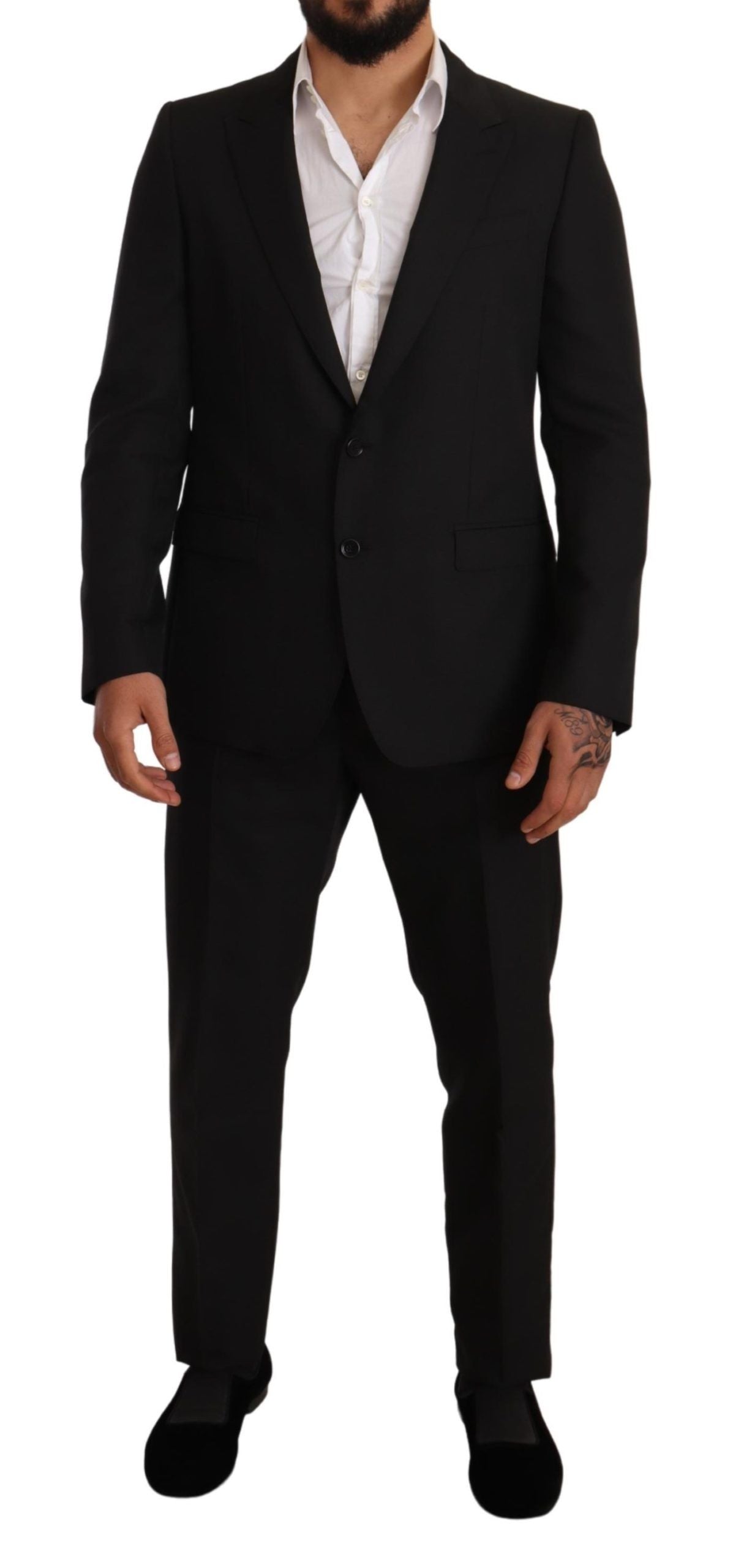 Dolce &amp; Gabbana Black Fantasy Slim Fit Wool MARTINI Suit