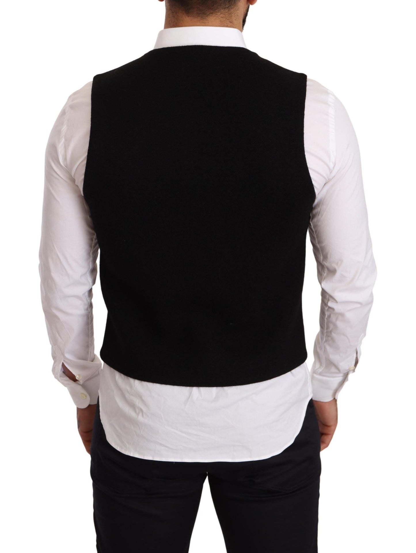 Dolce &amp; Gabbana Black Cotton Single Breasted Waistcoat