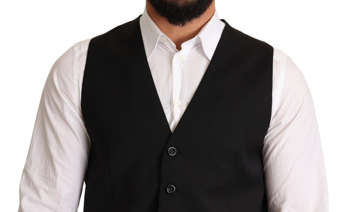 Dolce &amp; Gabbana Black Wool Formal Waistcoat Dress