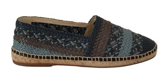 Dolce &amp; Gabbana Blue Grey Slip On Buffalo Espadrille Shoes