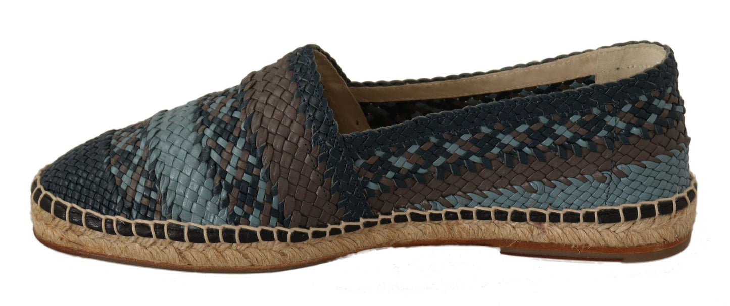 Dolce &amp; Gabbana Blue Grey Slip On Buffalo Espadrille Shoes