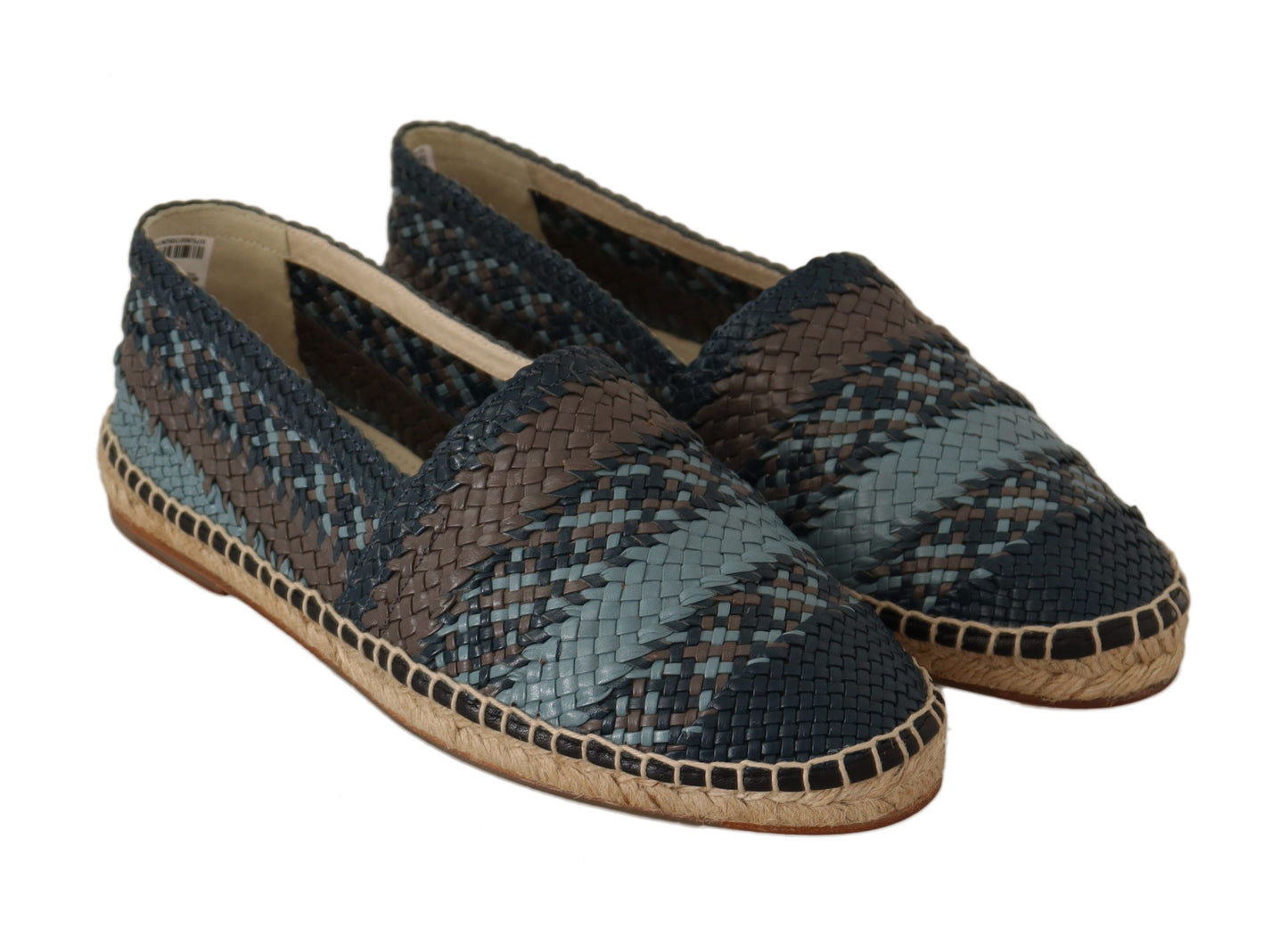 Dolce &amp; Gabbana Blue Grey Slip On Buffalo Espadrille Shoes