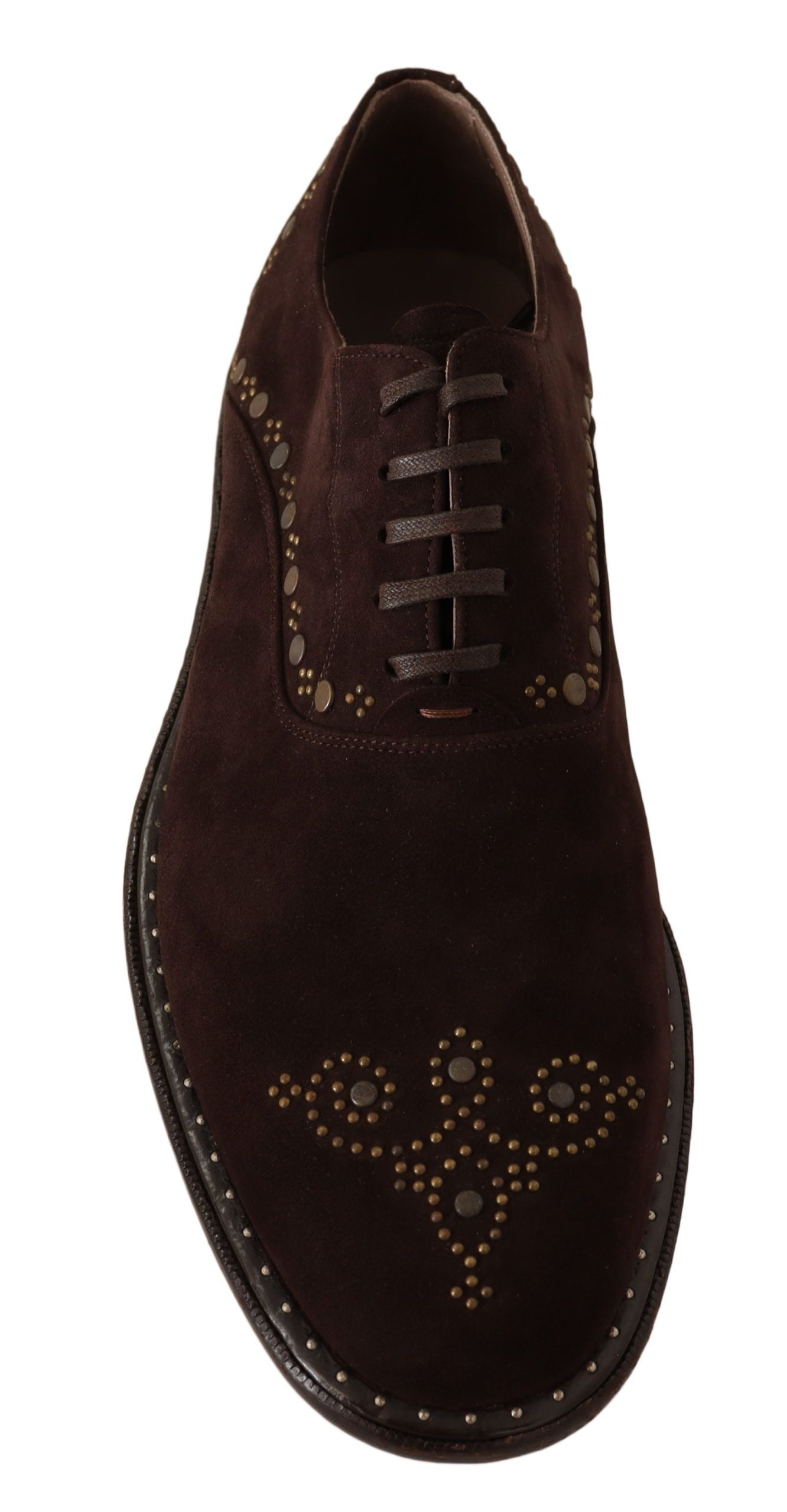 Dolce &amp; Gabbana Brown Suede Marsala Derby Studded Shoes