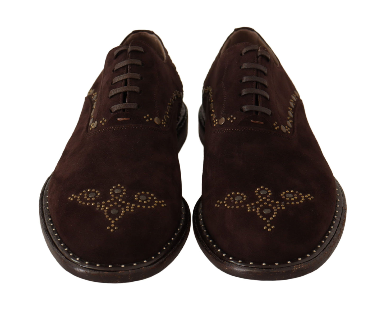 Dolce &amp; Gabbana Brown Suede Marsala Derby Studded Shoes