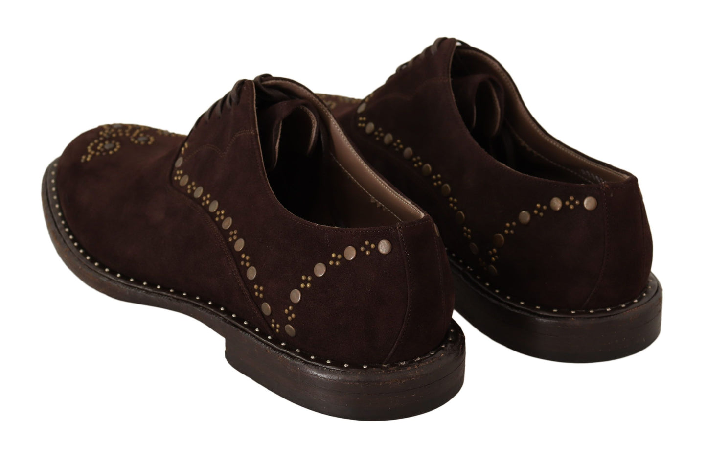 Dolce &amp; Gabbana Brown Suede Marsala Derby Studded Shoes