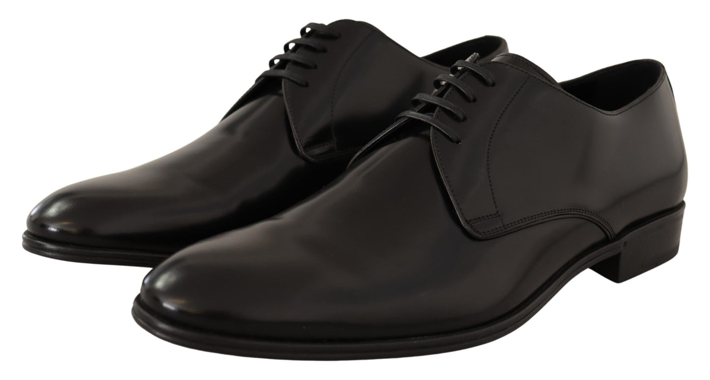 Dolce &amp; Gabbana Black Leather Lace Up Men Dress Derby Shoes