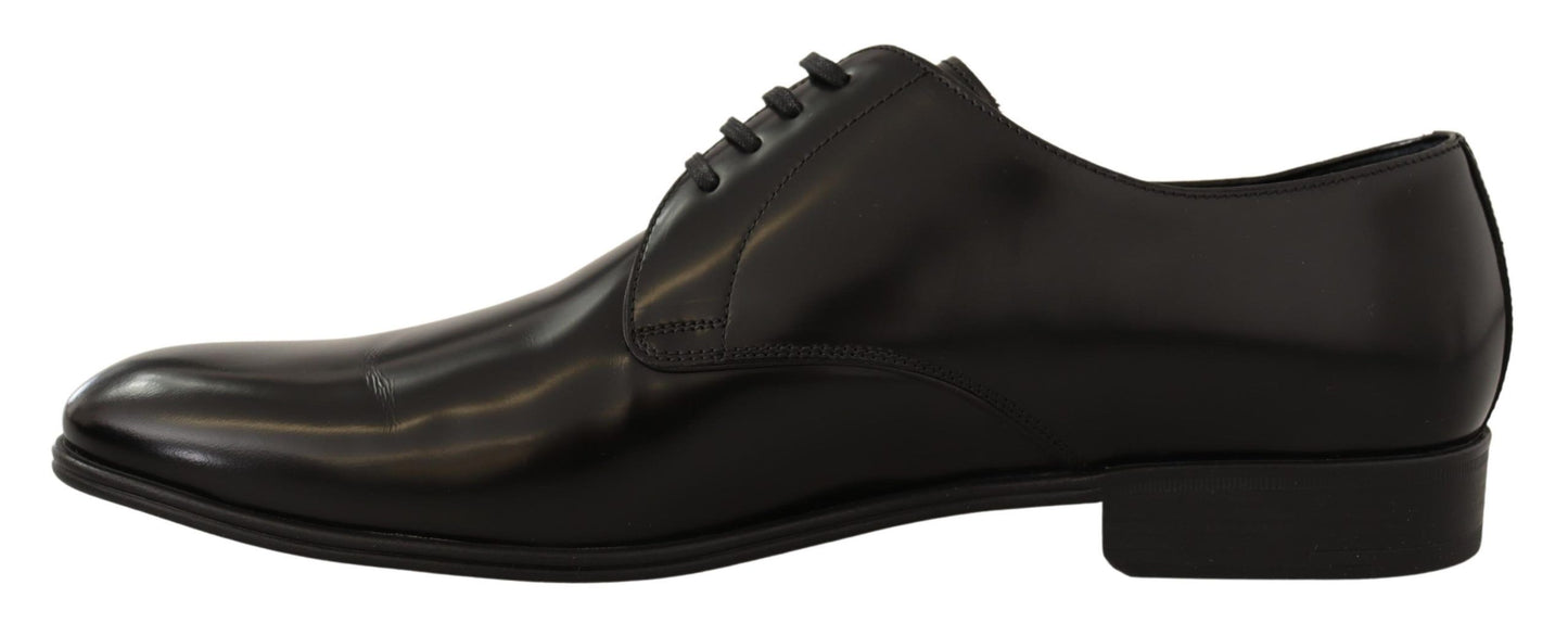 Dolce &amp; Gabbana Black Leather Lace Up Men Dress Derby Shoes