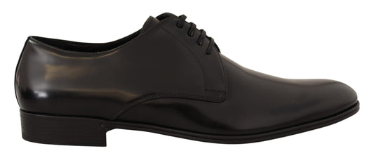 Dolce &amp; Gabbana Black Leather Lace Up Men Dress Derby Shoes