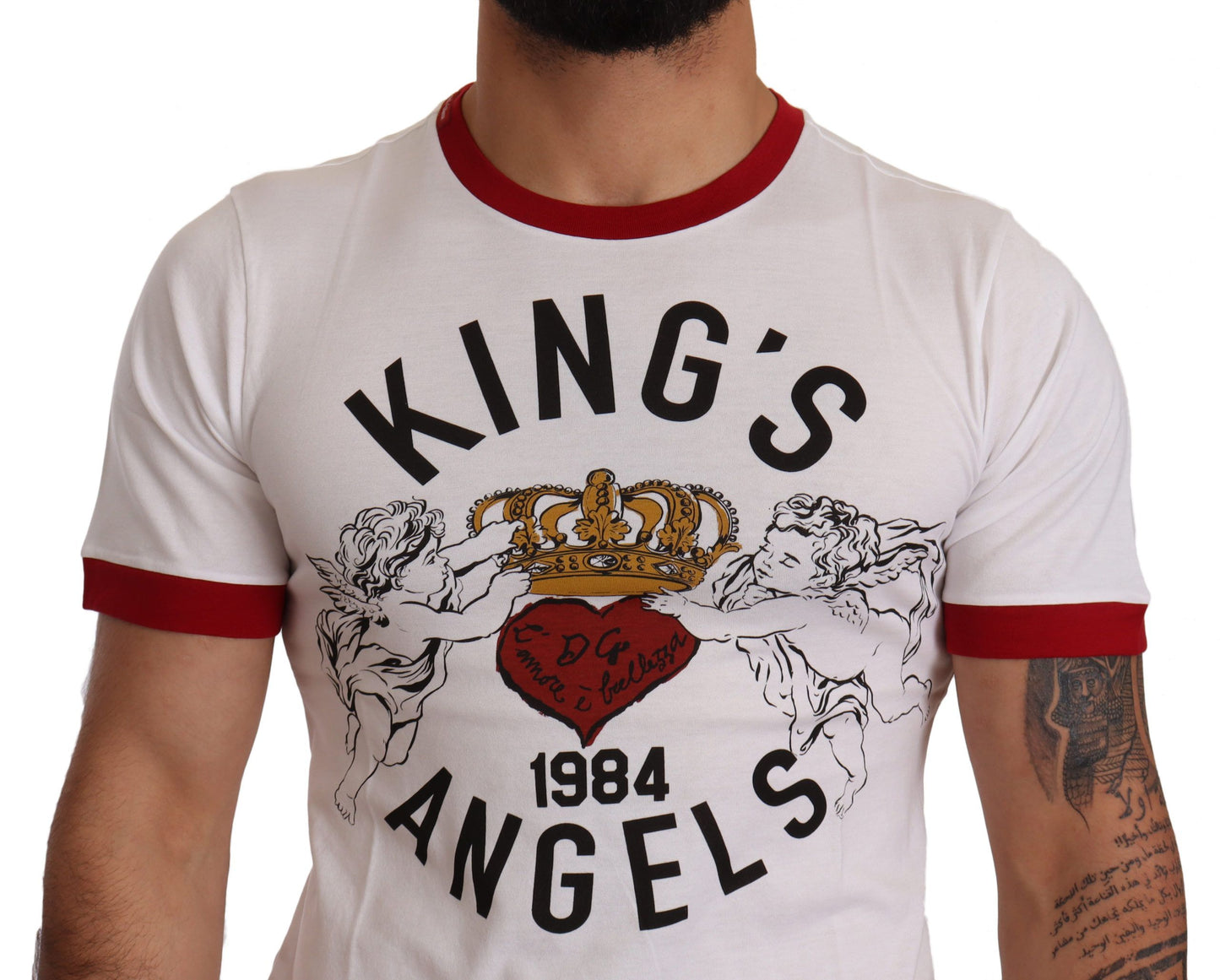 Dolce &amp; Gabbana White Kings Angels Print Cotton T-shirt