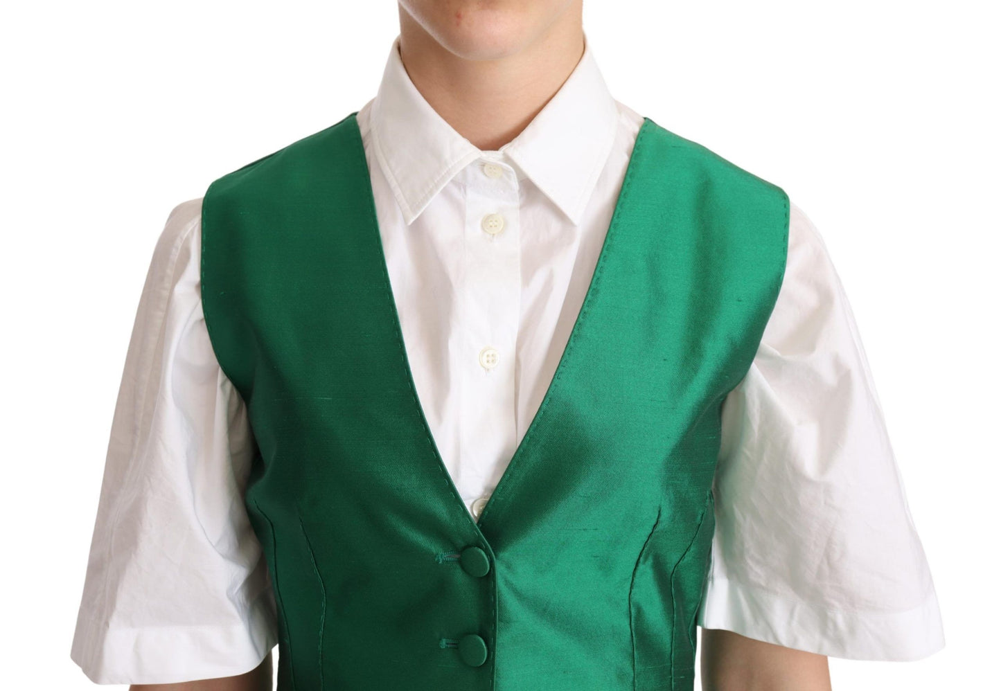 Dolce & Gabbana Elegant Green Silk Blend Waistcoat