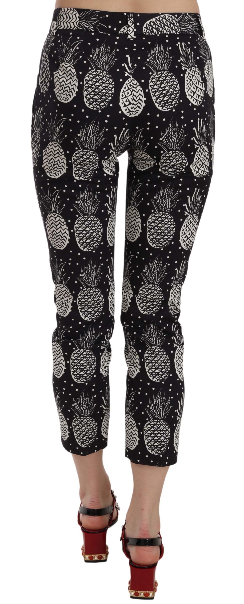 Dolce &amp; Gabbana Black Pineapple Print Skinny Capri Pants