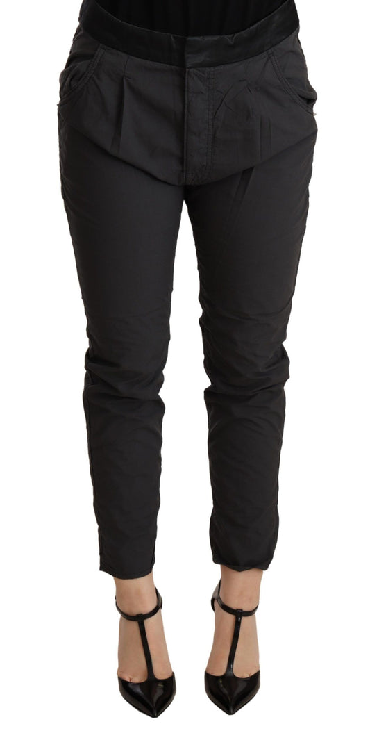 CYCLE Grey Mid Waist Slim Fit Skinny Cotton Trouser