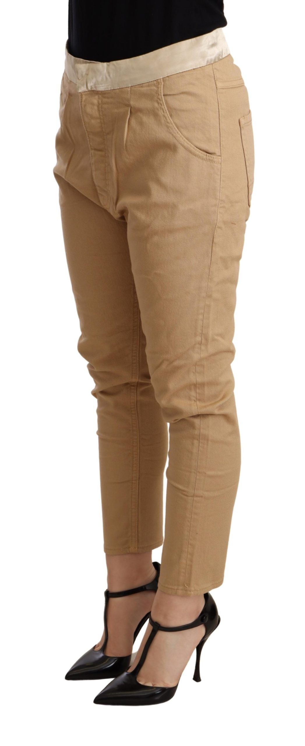 CYCLE Beige Mid Waist Slim Fit Skinny Stretch-Hose