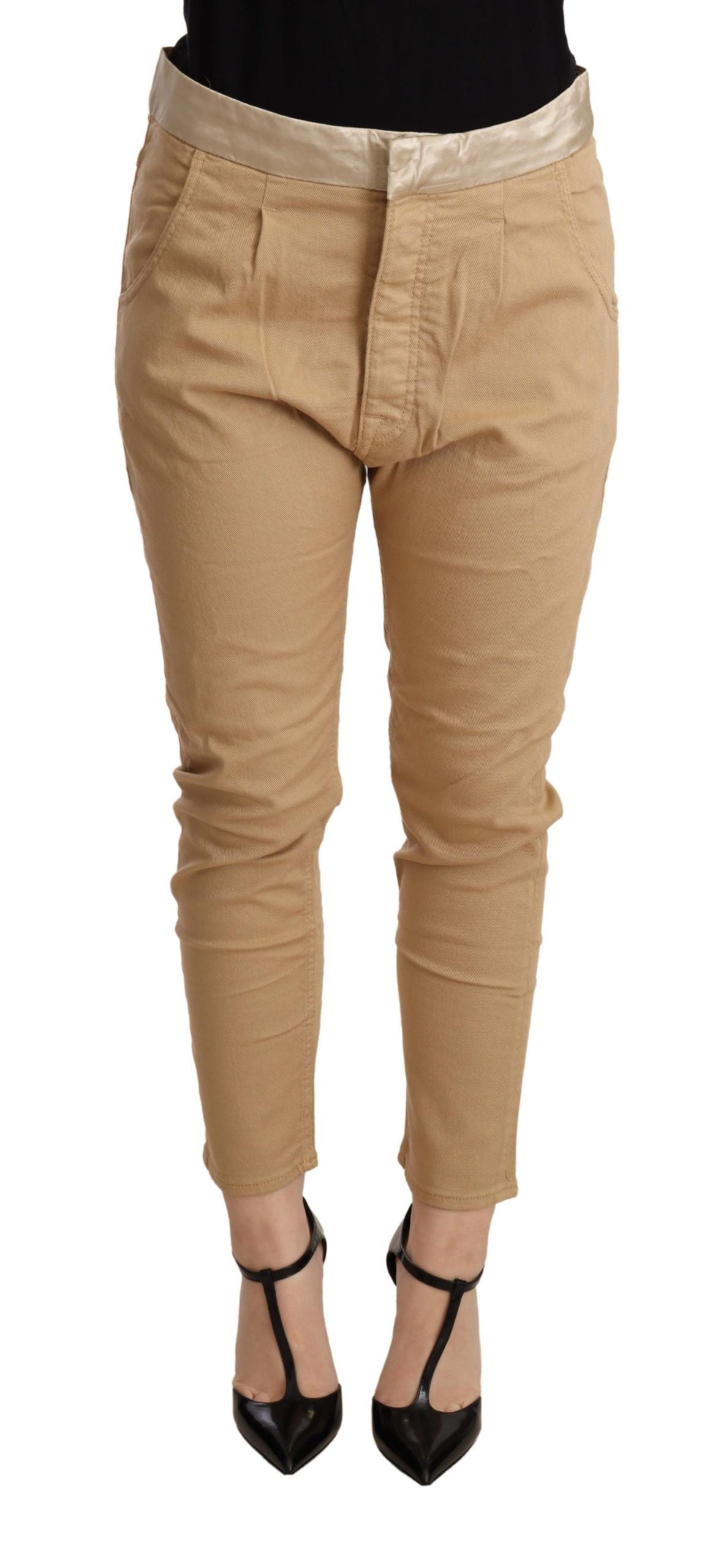 CYCLE Beige Mid Waist Slim Fit Skinny Stretch-Hose