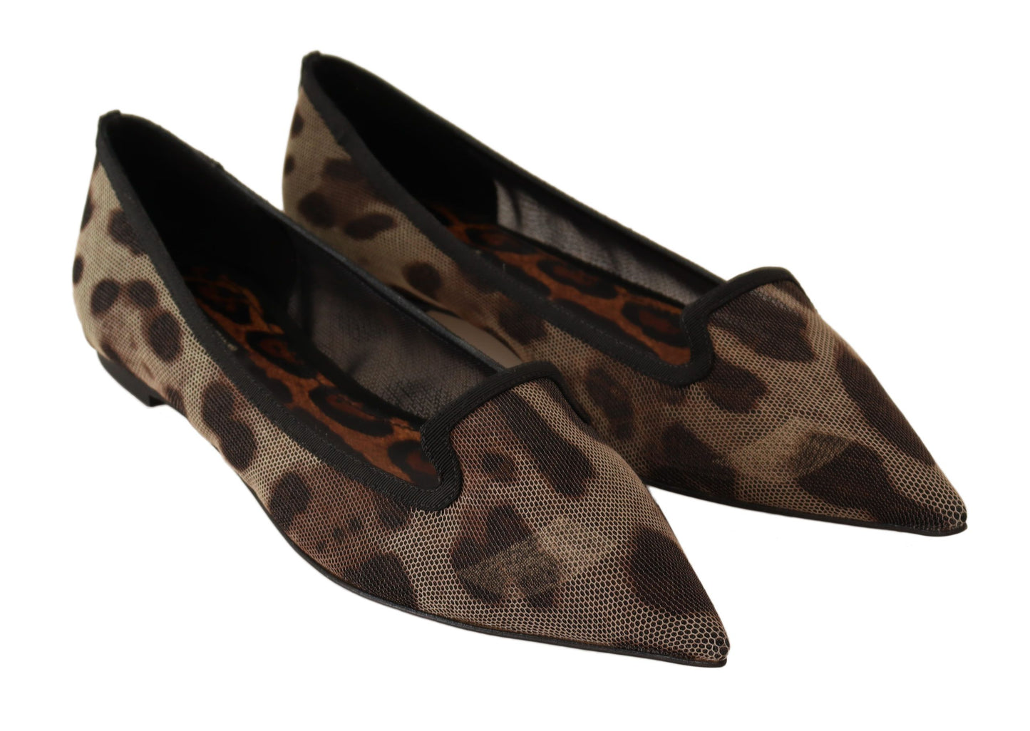 Dolce &amp; Gabbana Brown Leopard Ballerina Flat Loafers Shoes