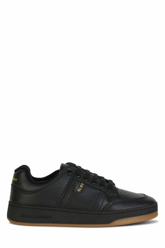 Saint Laurent Low-Top-Sneakers aus schwarzem Kalbsleder