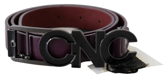 Costume National Brown Leather Malaking Logo Letter Buckle Belt