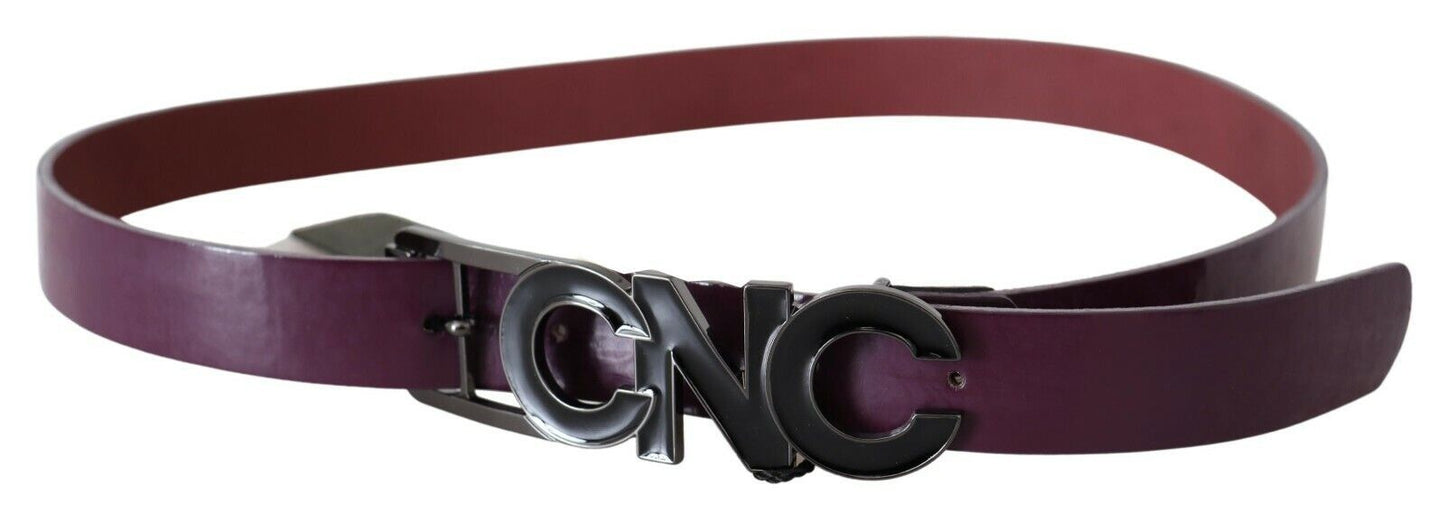 Costume National Brown Leather Malaking Logo Letter Buckle Belt