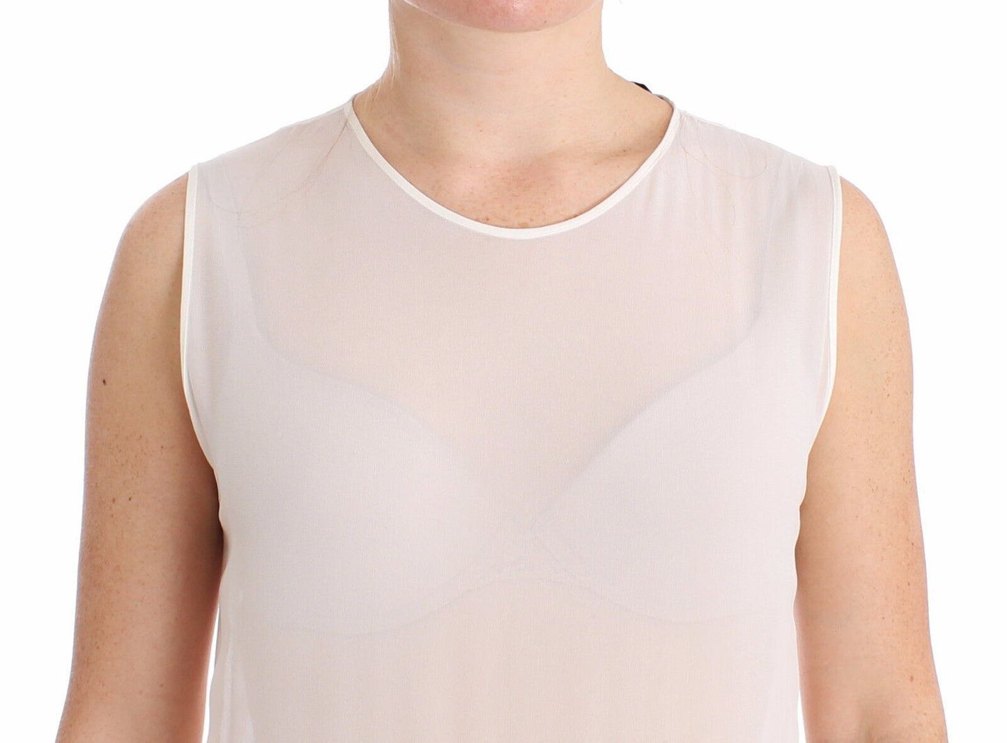 Koonhor White Pleated Bottom Tank Sheath Transparent na Damit