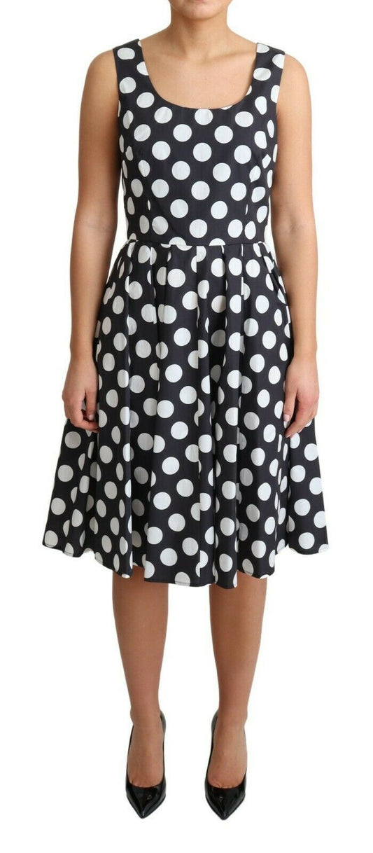 Dolce &amp; Gabbana Black Polka Dotted Cotton A-Line Dress