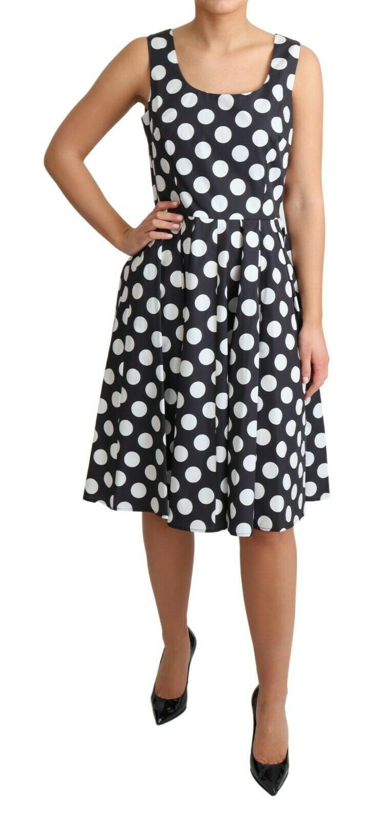 Dolce &amp; Gabbana Black Polka Dotted Cotton A-Line Dress