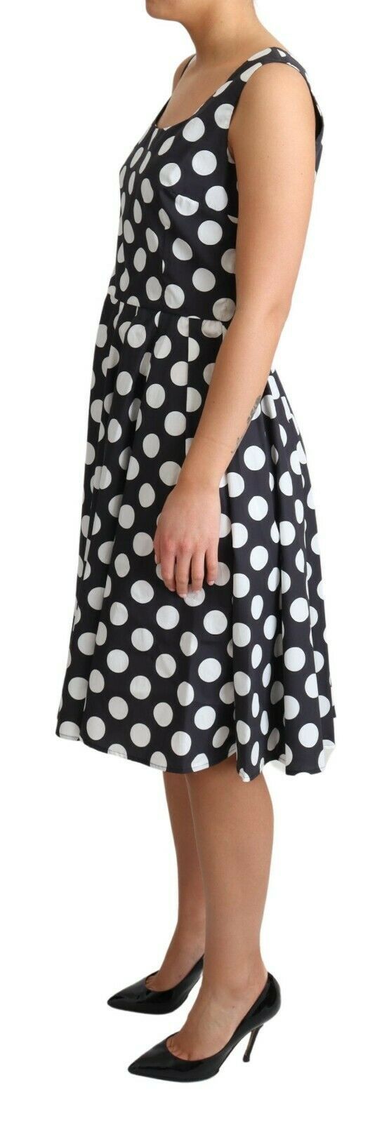 Dolce &amp; Gabbana Black Polka Dotted Cotton A-Line Dress